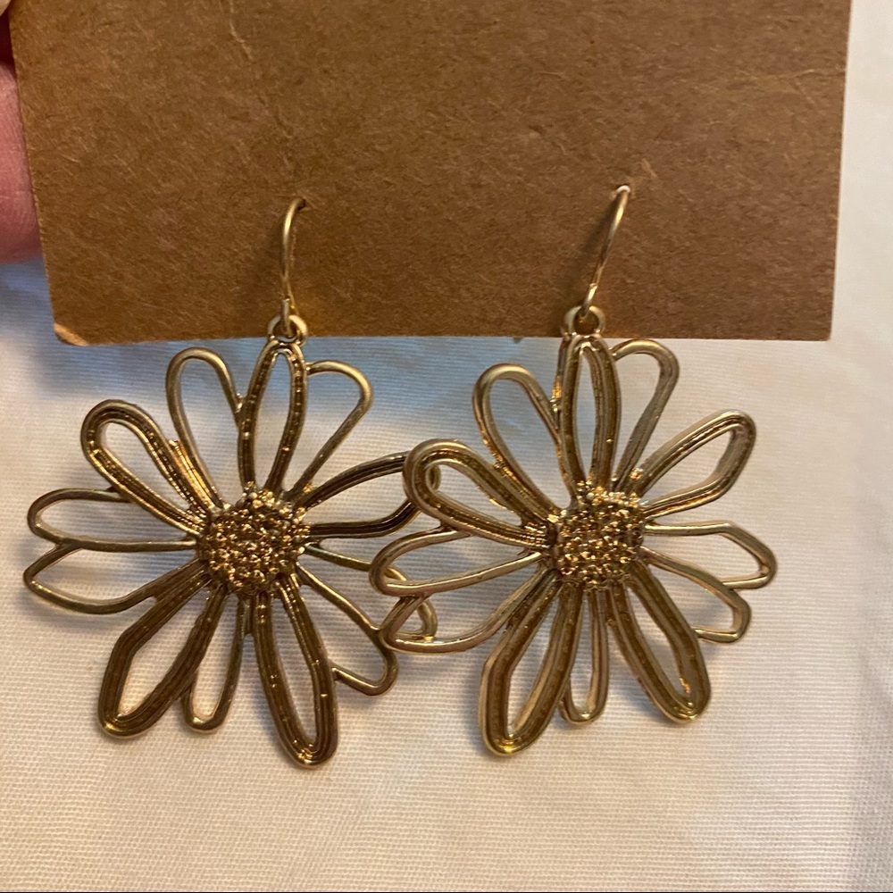 Gold Sunflower Earrings